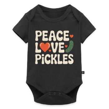 Peace Love Pickles Gurkenliebe Essiggurken - Baby Premium Kurzarmbody - Schwarz - Vorne