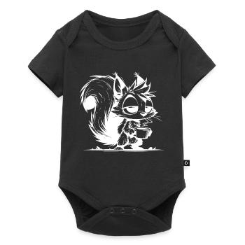 Ohne Kaffee kein Eichhörnchen bei der Arbeit - Baby Premium Kurzarmbody - Schwarz - Vorne