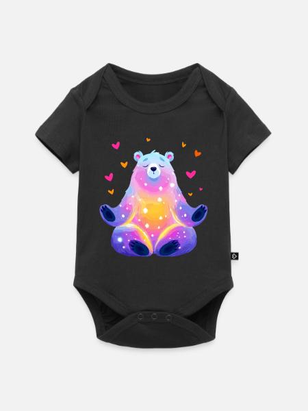 Regenbogen Bär - Baby Premium Kurzarmbody - Schwarz