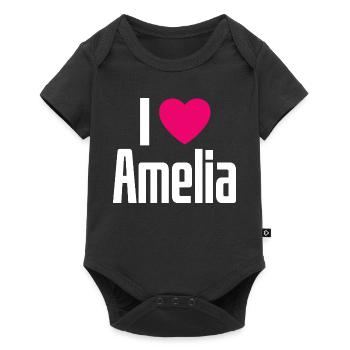 J’aime Amelia Coeur rose J’aime Amelia - Body à manches courtes Premium Bébé - noir - Devant