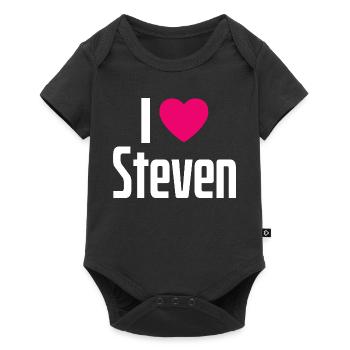 I Love Steven Pink Heart I Love Steven - Baby Premium short-sleeve bodysuit - black - Front