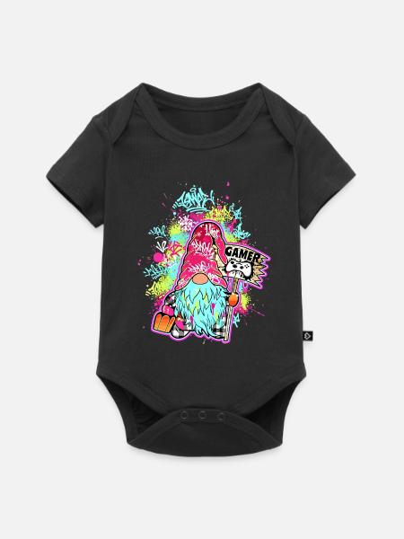 Gamer Wichtel Streetart Gnom - Baby Premium Kurzarmbody - Schwarz