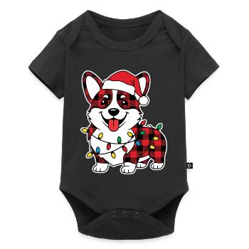 Chien Corgi Noël Plaid Rouge À Carreaux - Body à manches courtes Premium Bébé - noir - Devant