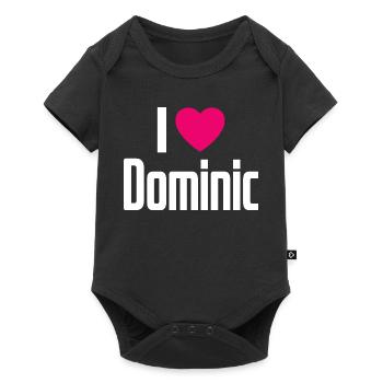 I Love Dominic Pink Heart I Love Dominic - Baby Premium short-sleeve bodysuit - black - Front