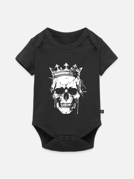 Krone Schädel Grafik - Baby Premium Kurzarmbody - Schwarz
