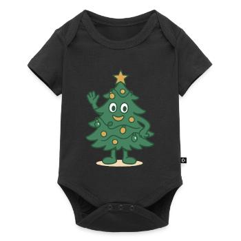 Drôle arbre de Noël dessin animé vacances en famille - Body à manches courtes Premium Bébé - noir - Devant