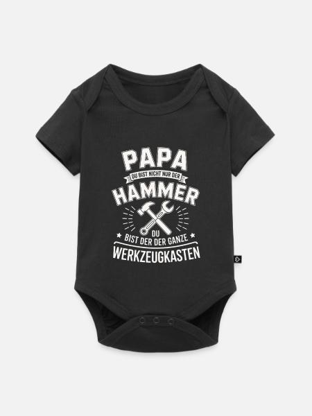 Papa Hammer Werkzeugkasten - Baby Premium Kurzarmbody - Schwarz