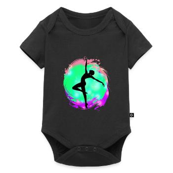 Silhouette de danseuse néon éclaboussure - Body à manches courtes Premium Bébé - noir - Devant