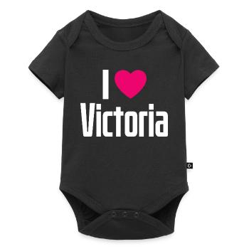 I Love Victoria Pink Heart I Love Victoria - Baby Premium short-sleeve bodysuit - black - Front