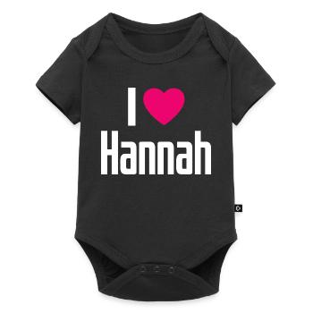 I Love Hannah Pink Heart I Love Hannah - Baby Premium short-sleeve bodysuit - black - Front