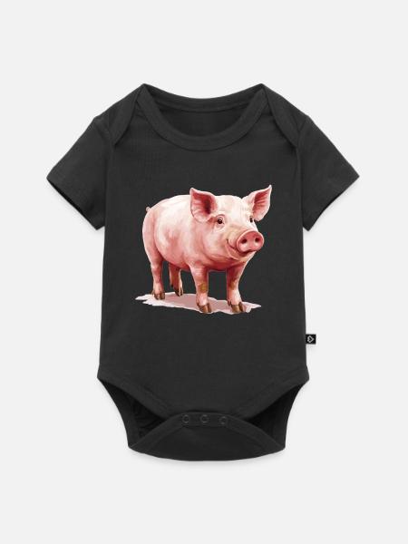 Schweine Schwein - Baby Premium Kurzarmbody - Schwarz