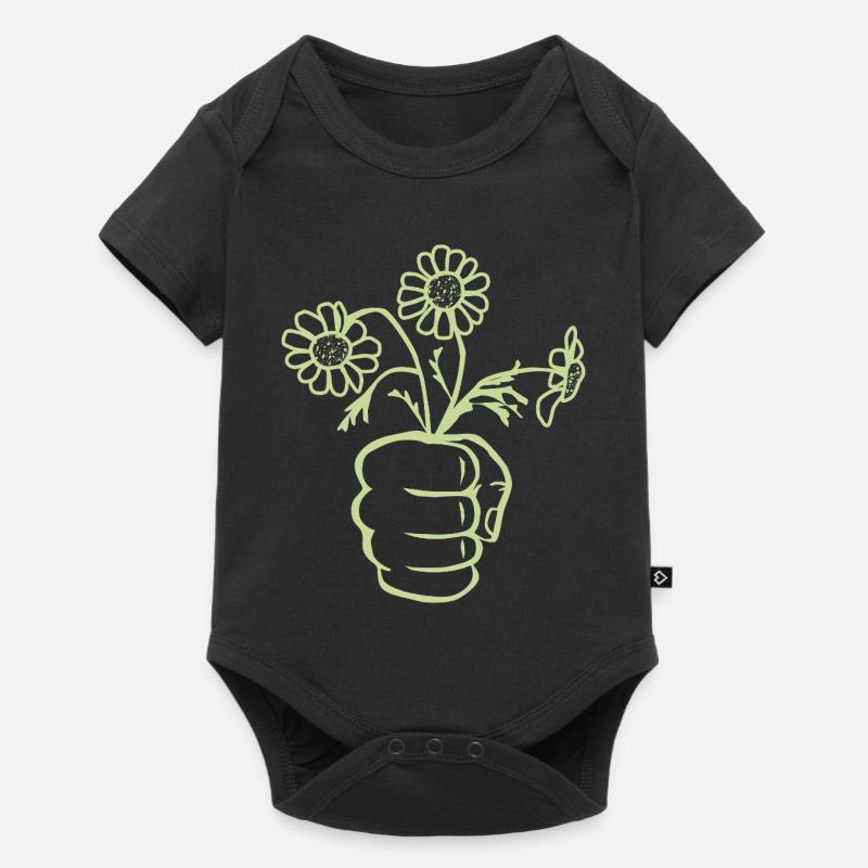 Une main de poing avec un bouquet de fleurs - Body à manches courtes Premium Bébé - noir