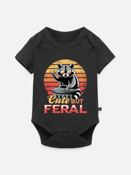 Funny Raccoon - Baby Premium Kurzarmbody - Schwarz