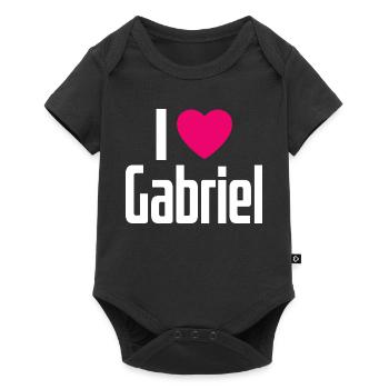 I Love Gabriel Pink Heart I Love Gabriel - Baby Premium short-sleeve bodysuit - black - Front