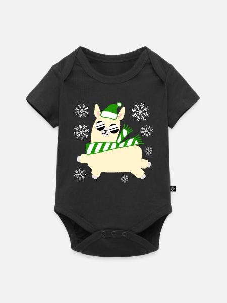 Llama – Weihnachten - Baby Premium Kurzarmbody - Schwarz