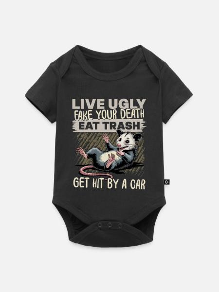 Funny Opossum - Baby Premium Kurzarmbody - Schwarz