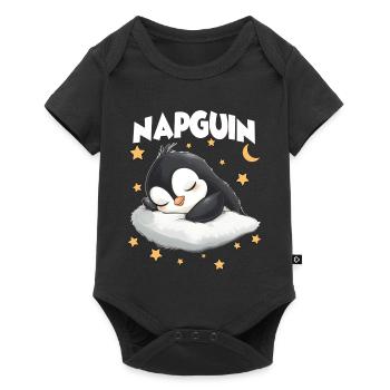 Gift for penguin lovers and sleepyheads - Baby Premium short-sleeve bodysuit - black - Front