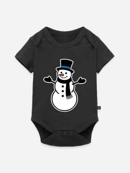 Schneemann - Baby Premium Kurzarmbody - Schwarz