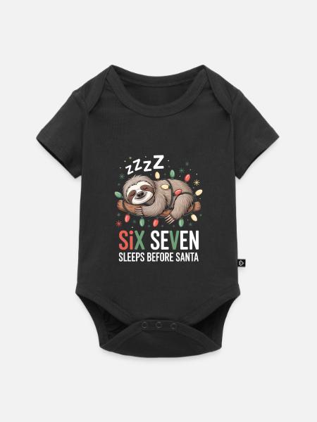 Schlafendes Faultier mit Lichterkette - Baby Premium Kurzarmbody - Schwarz