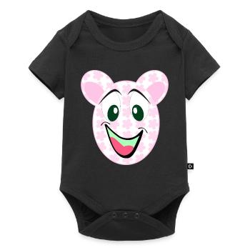 Bear Floral Pattern Smile - Baby Premium short-sleeve bodysuit - black - Front