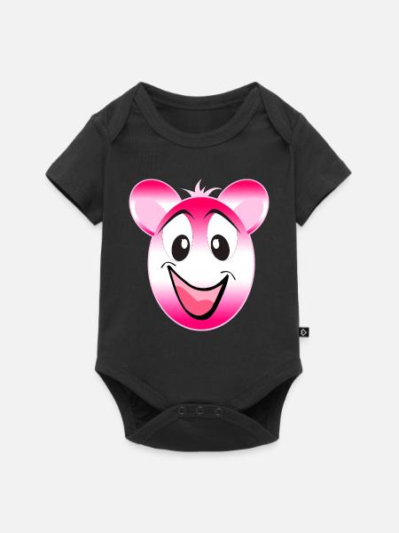 Pink Panda Lächeln - Baby Premium Kurzarmbody - Schwarz