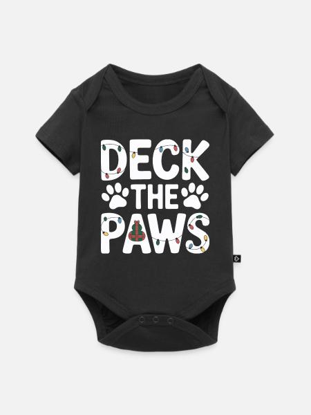 Deck the Paws Weihnachtsfeier - Baby Premium Kurzarmbody - Schwarz