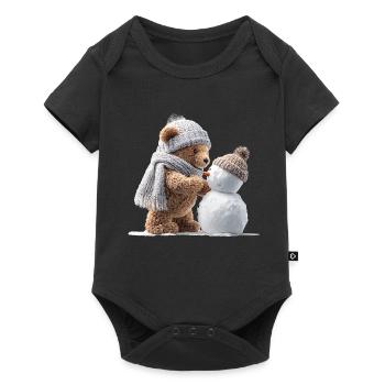 Winter teddy bear and snowman - Baby Premium short-sleeve bodysuit - black - Front