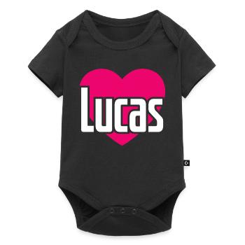 I Love Lucas Pinkes Herz Ich liebe Lucas - Baby Premium Kurzarmbody - Schwarz - Vorne