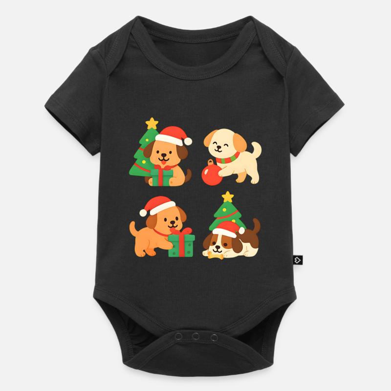 Weihnachtshunde mit Geschenken - Baby Premium Kurzarmbody - Schwarz