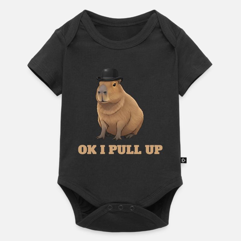 Ok I Pull Up - Capybara Meme Humor - Baby Premium short-sleeve bodysuit - black