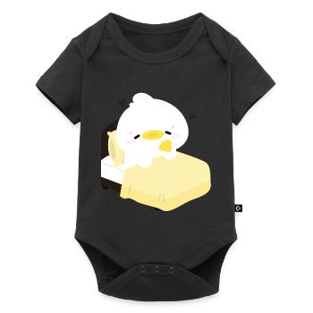 Canard douillet et endormi sur un lit jaune - Body à manches courtes Premium Bébé - noir - Devant