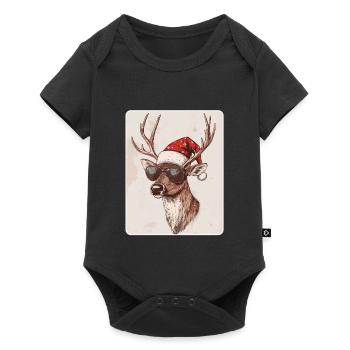 Reindeer Deer Antlers Reindeer Vintage Christmas - Baby Premium short-sleeve bodysuit - black - Front