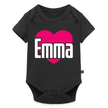 J’aime Emma Coeur rose J’aime Emma - Body à manches courtes Premium Bébé - noir - Devant