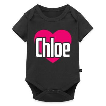 I Love Chloe Pinkes Herz Ich liebe Chloe - Baby Premium Kurzarmbody - Schwarz - Vorne