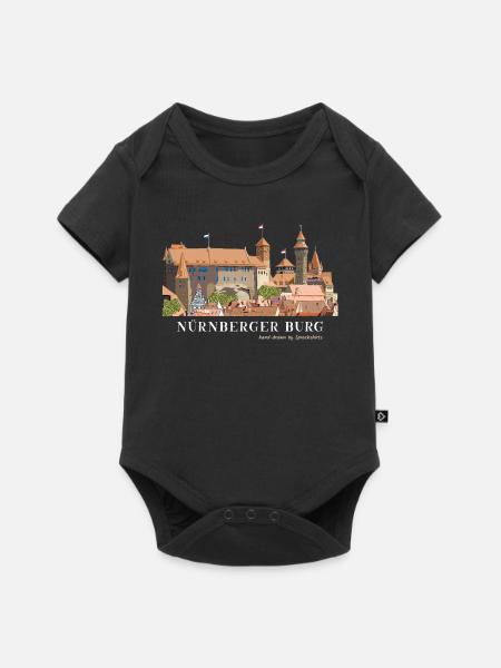 Nürnberger Burg Handzeichnung - Baby Premium Kurzarmbody - Schwarz