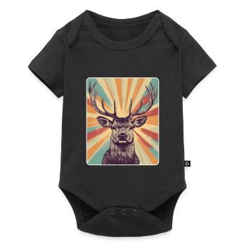 Reindeer Deer Antlers Reindeer Vintage - Baby Premium short-sleeve bodysuit - black - Front