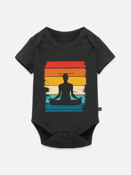Regenbogen Lotus Meditation - Baby Premium Kurzarmbody - Schwarz