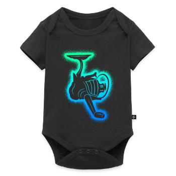 Angeln Fischer Herren Kinder Angler Jungen - Baby Premium Kurzarmbody - Schwarz - Vorne