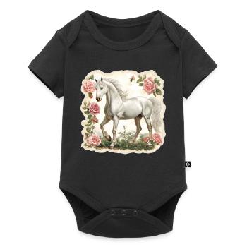 Fleurs vintage pour chevaux - Body à manches courtes Premium Bébé - noir - Devant