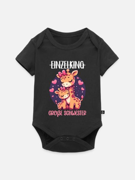 Große Schwester Giraffen Geschwisterkind - Baby Premium Kurzarmbody - Schwarz
