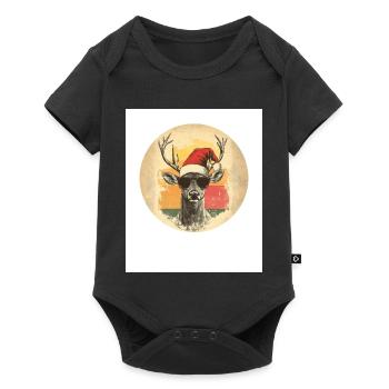Reindeer Deer Antlers Reindeer Vintage Christmas - Baby Premium short-sleeve bodysuit - black - Front