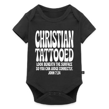 Typographie Tatouée Chrétienne en Gras - Body à manches courtes Premium Bébé - noir - Devant