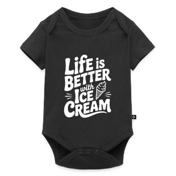 Das Leben ist besser mit Sahne - Baby Premium Kurzarmbody - Schwarz - Vorne