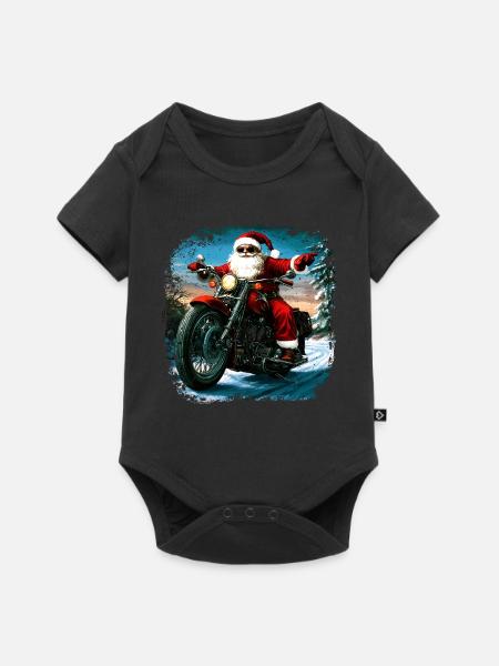 Motorradfahrer Weihnachten - Baby Premium Kurzarmbody - Schwarz