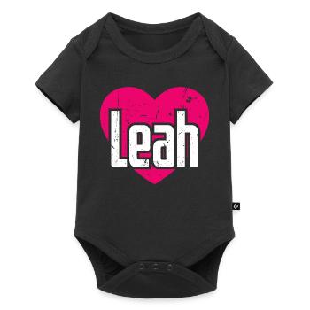 I Love Leah Pink Heart I Love Leah - Baby Premium short-sleeve bodysuit - black - Front