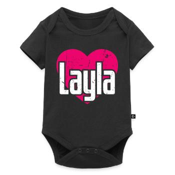 I Love Layla Pinkes Herz Ich liebe Layla - Baby Premium Kurzarmbody - Schwarz - Vorne
