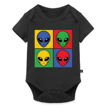Extraterrestres Pop Art Pop Art Têtes d’extraterrestres Visages d’extraterrestres - Body à manches courtes Premium Bébé - noir - Devant