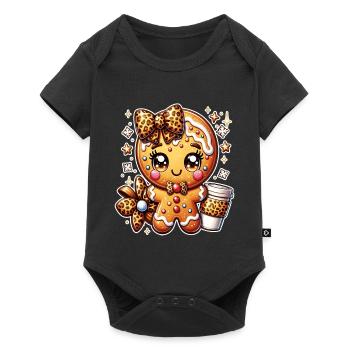 Noël de Noël en coquette de léopard en pain d’épices - Body à manches courtes Premium Bébé - noir - Devant