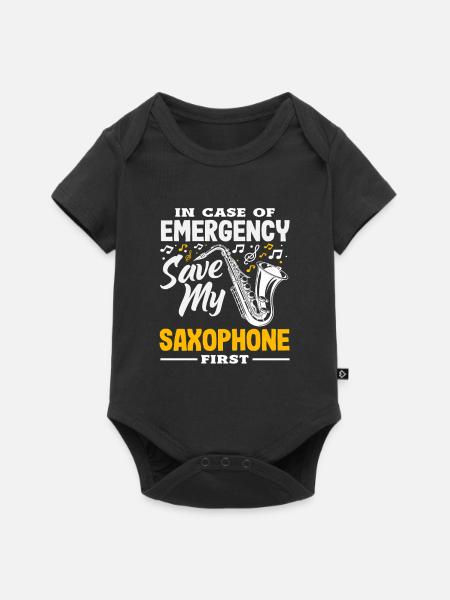 Emergency Save My Saxophone First Funny - Baby Premium Kurzarmbody - Schwarz