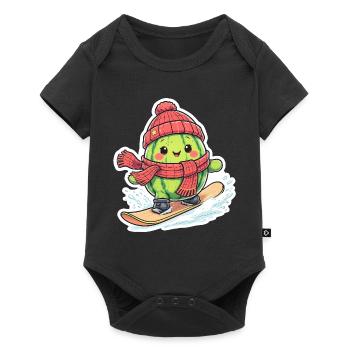 Kawaii Watermelon Snowboarding in Winter - Baby Premium short-sleeve bodysuit - black - Front